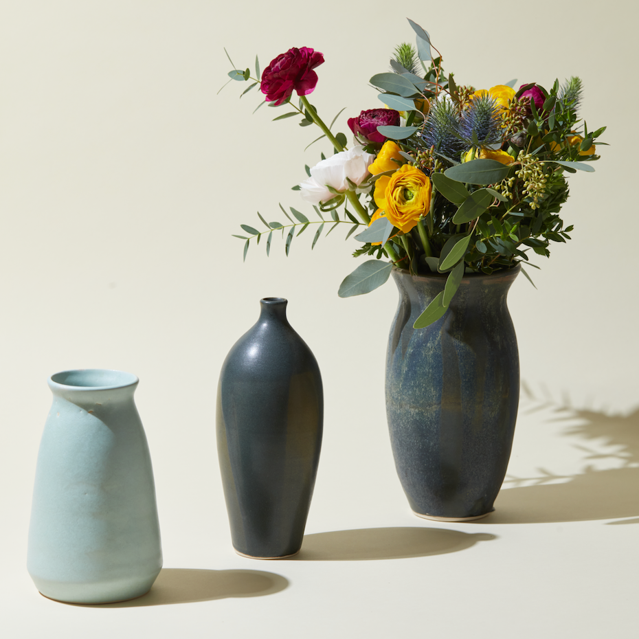 Grand Vase en Céramique Artisanale - Bleu Nuit