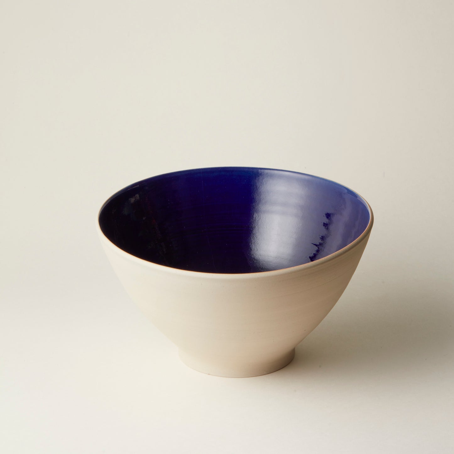 Large blue and white salad bowl