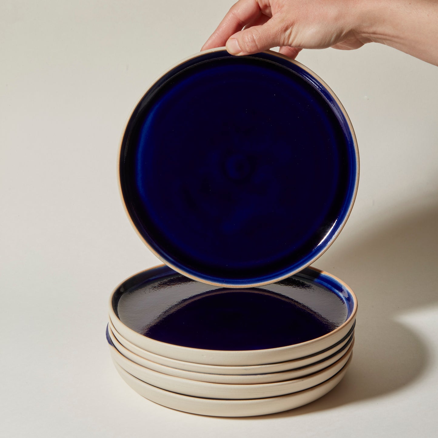 Large blue ceramic plate
