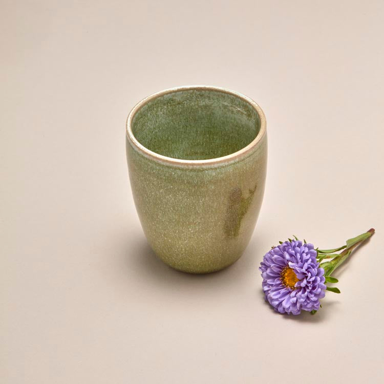 Green ceramic coffee mug